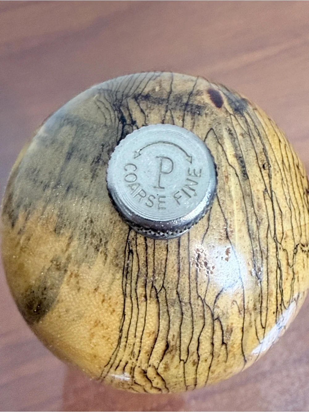 Hand-turned Handmade Spalted Tamarind Wood Pepper Mill 11”